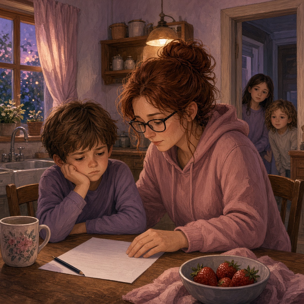 Illustration: Hausaufgaben werden zum Familienkonflikt